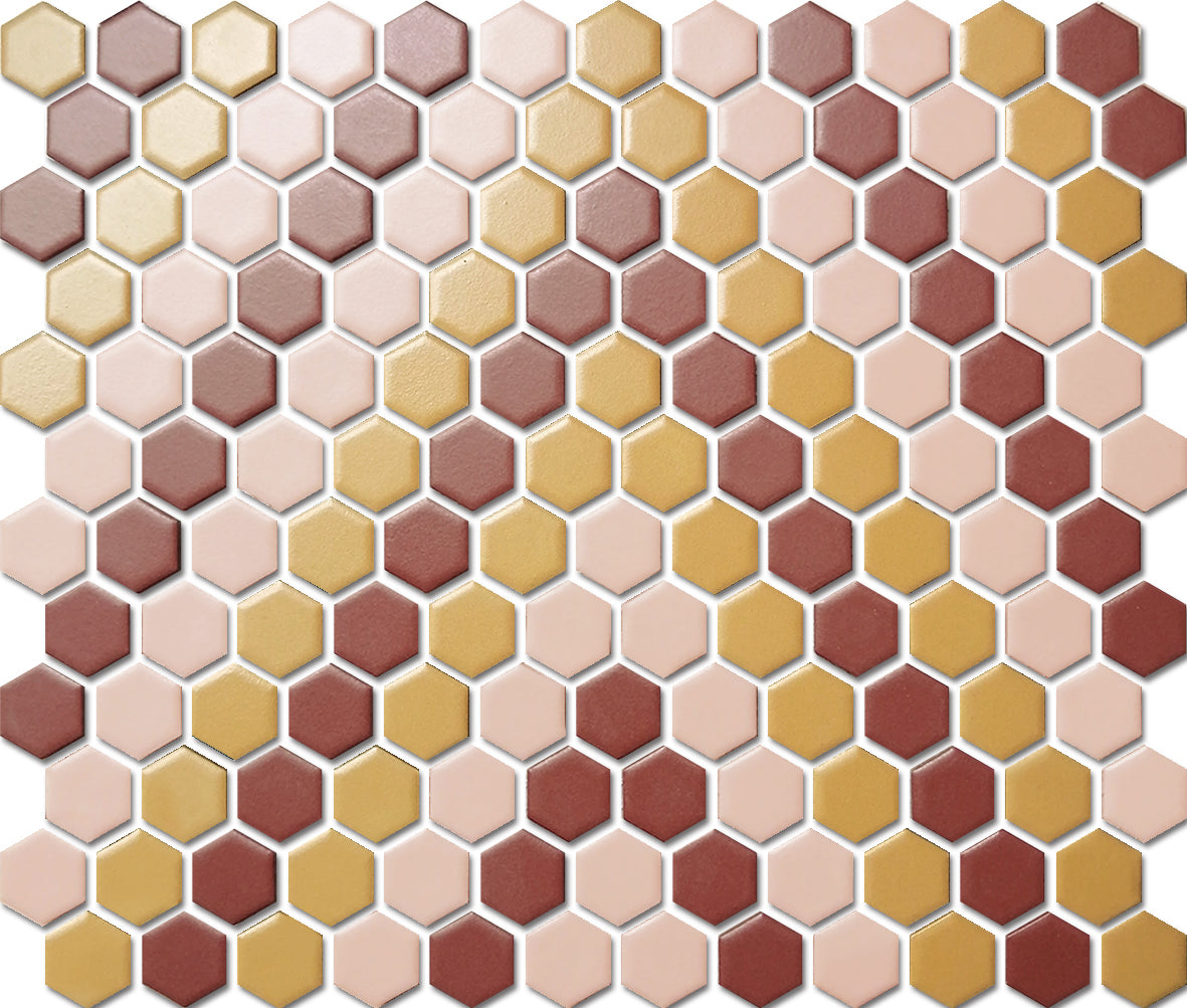 PGHS-0121M Custom Made Unglazed Mosaic Hexagon — Pacific Greenwood