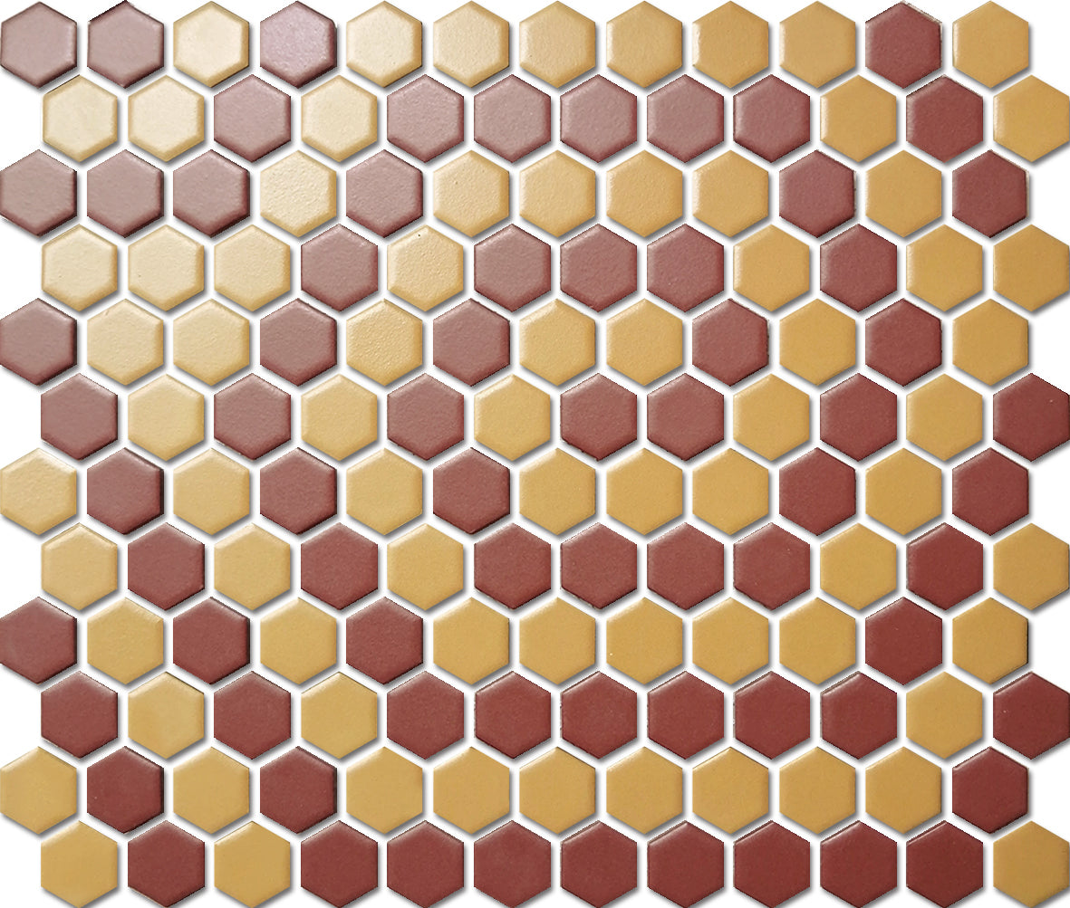 PGHS-0011M Custom Made Unglazed Mosaic Hexagon — Pacific Greenwood