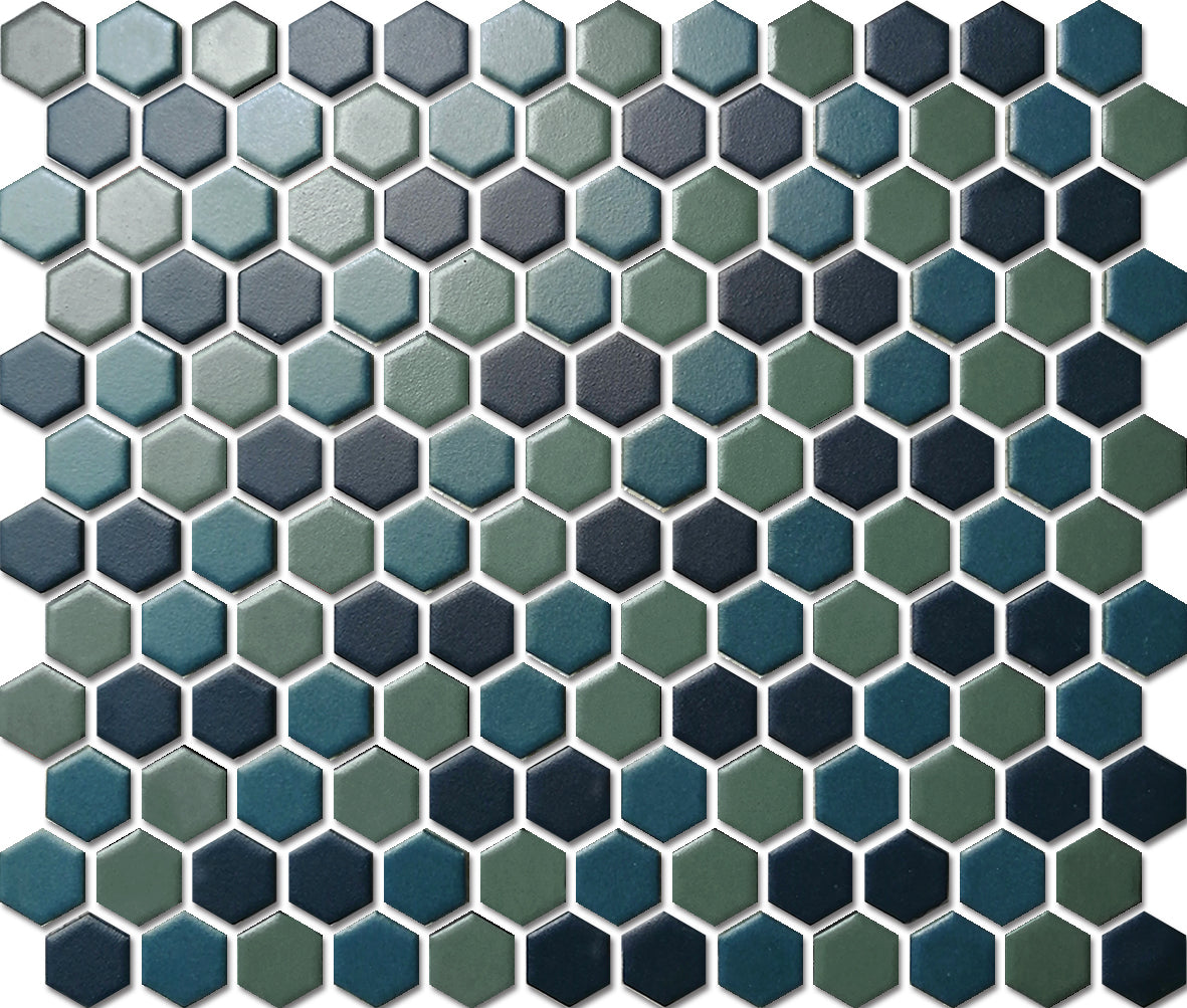 PGHS-0071M Custom Made Unglazed Mosaic Hexagon — Pacific Greenwood