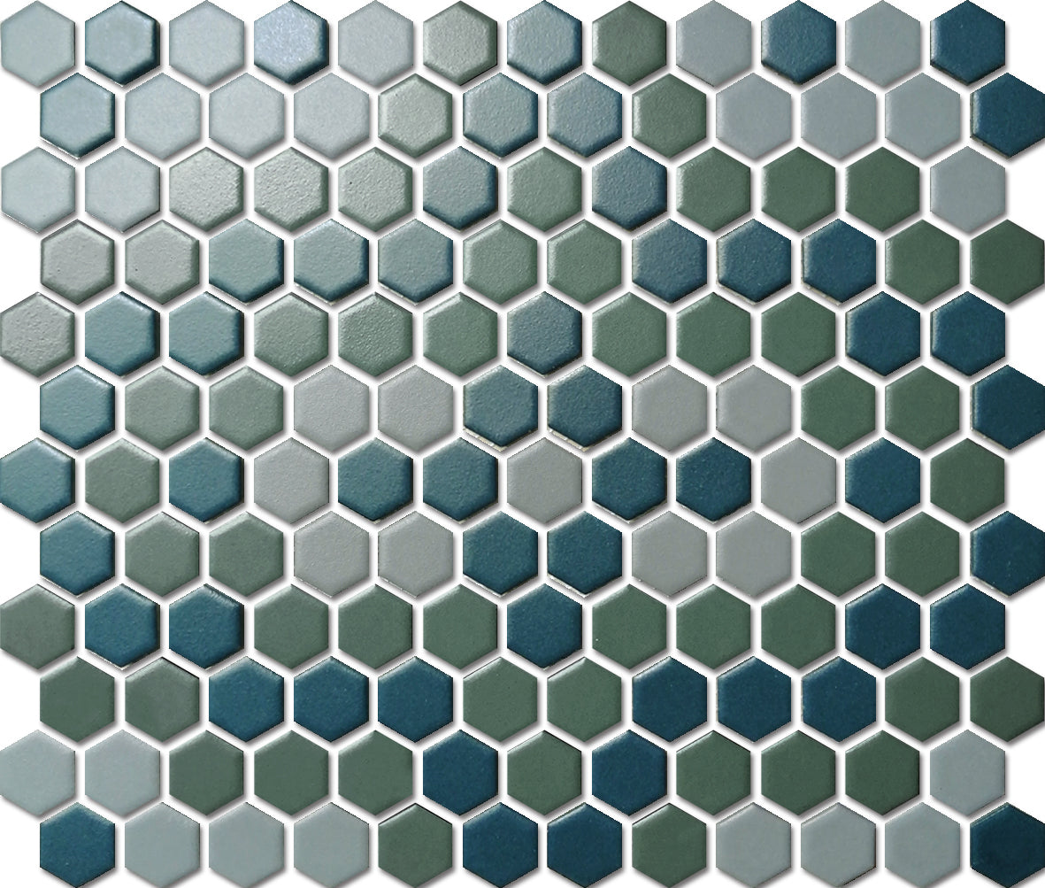 PGHS-0083M Custom Made Unglazed Mosaic Hexagon — Pacific Greenwood