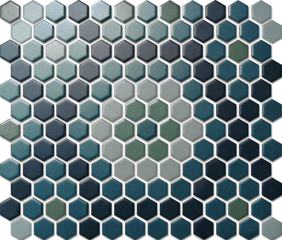 PGHS-0084M Custom Made Unglazed Mosaic Hexagon — Pacific Greenwood