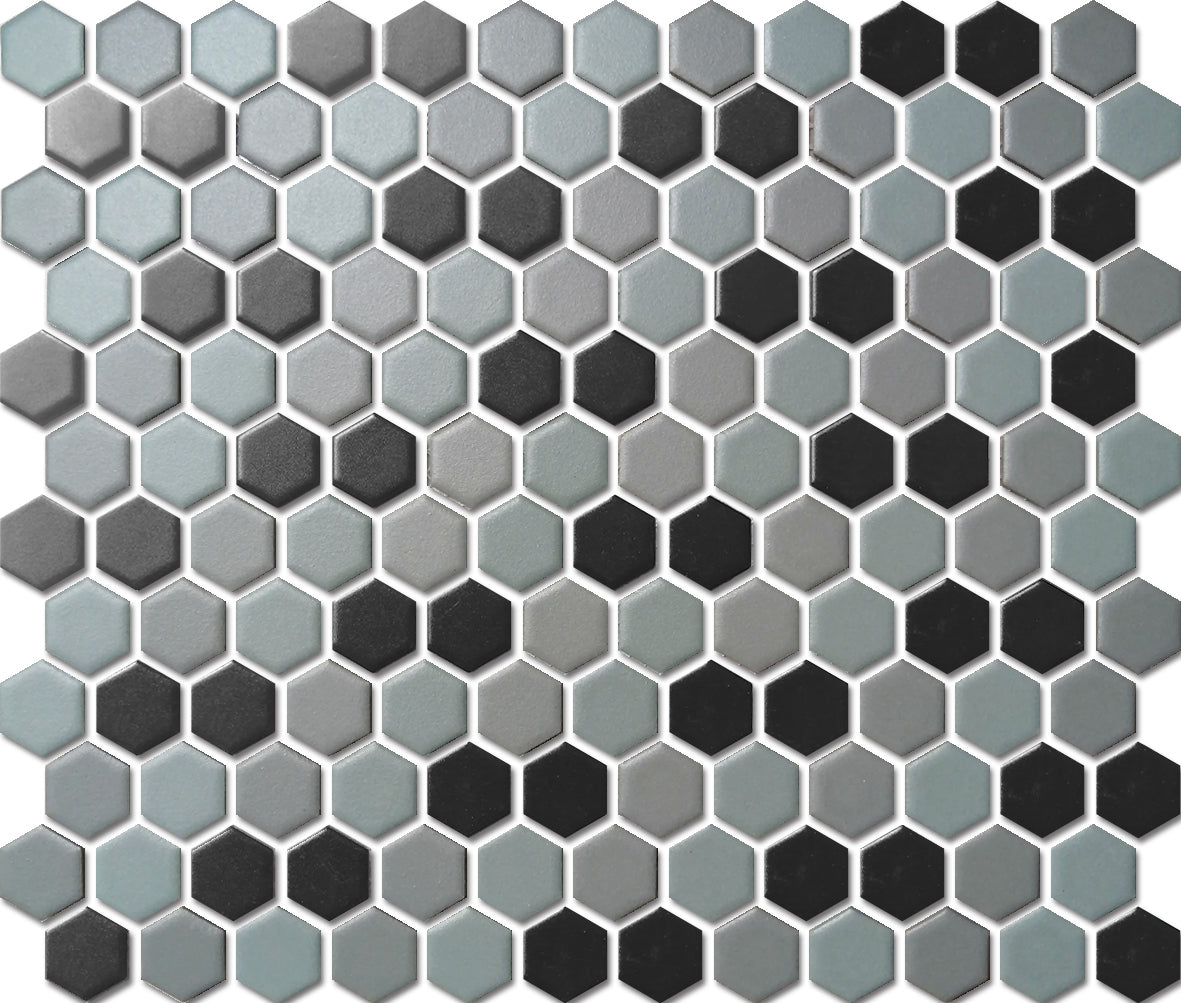 PGHS-0094M Custom Made Unglazed Mosaic Hexagon — Pacific Greenwood