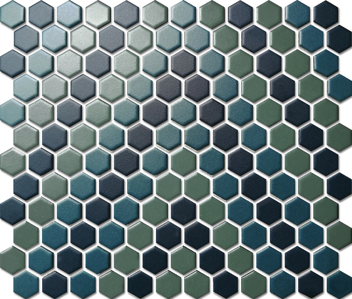 PGHS-0095M Custom Made Unglazed Mosaic Hexagon — Pacific Greenwood