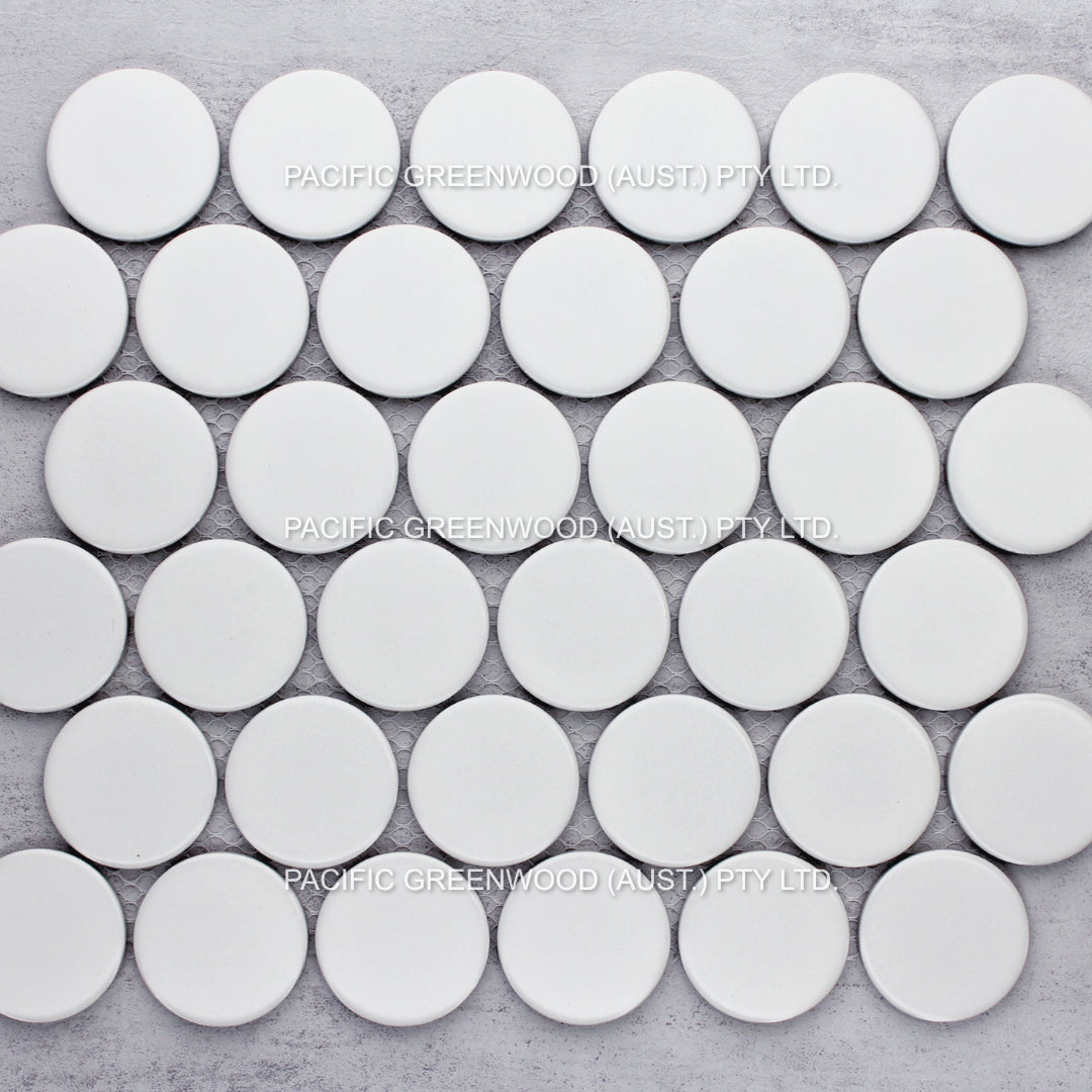 White Matte Porcelain Glazed 48MM Penny Round