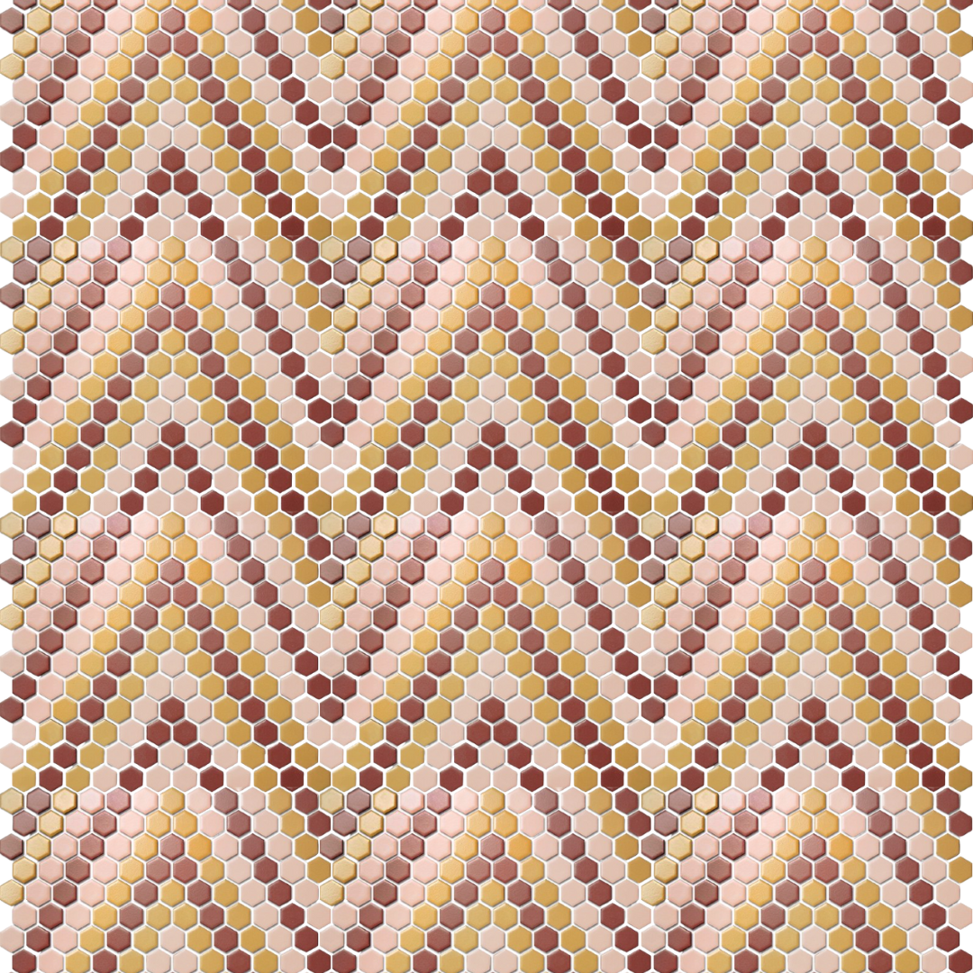 PGHS-0121M Custom Made Unglazed Mosaic Hexagon — Pacific Greenwood