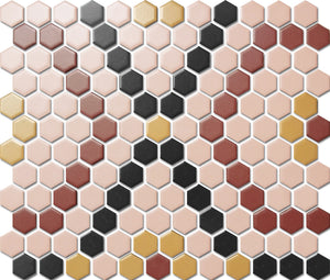 PGHS-0001M Custom Made Unglazed Mosaic Hexagon — Pacific Greenwood