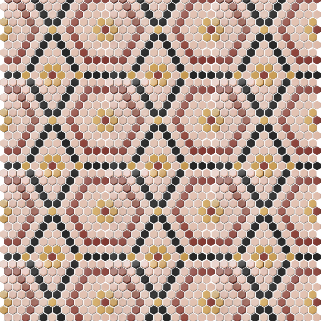 PGHS-0001M Custom Made Unglazed Mosaic Hexagon — Pacific Greenwood