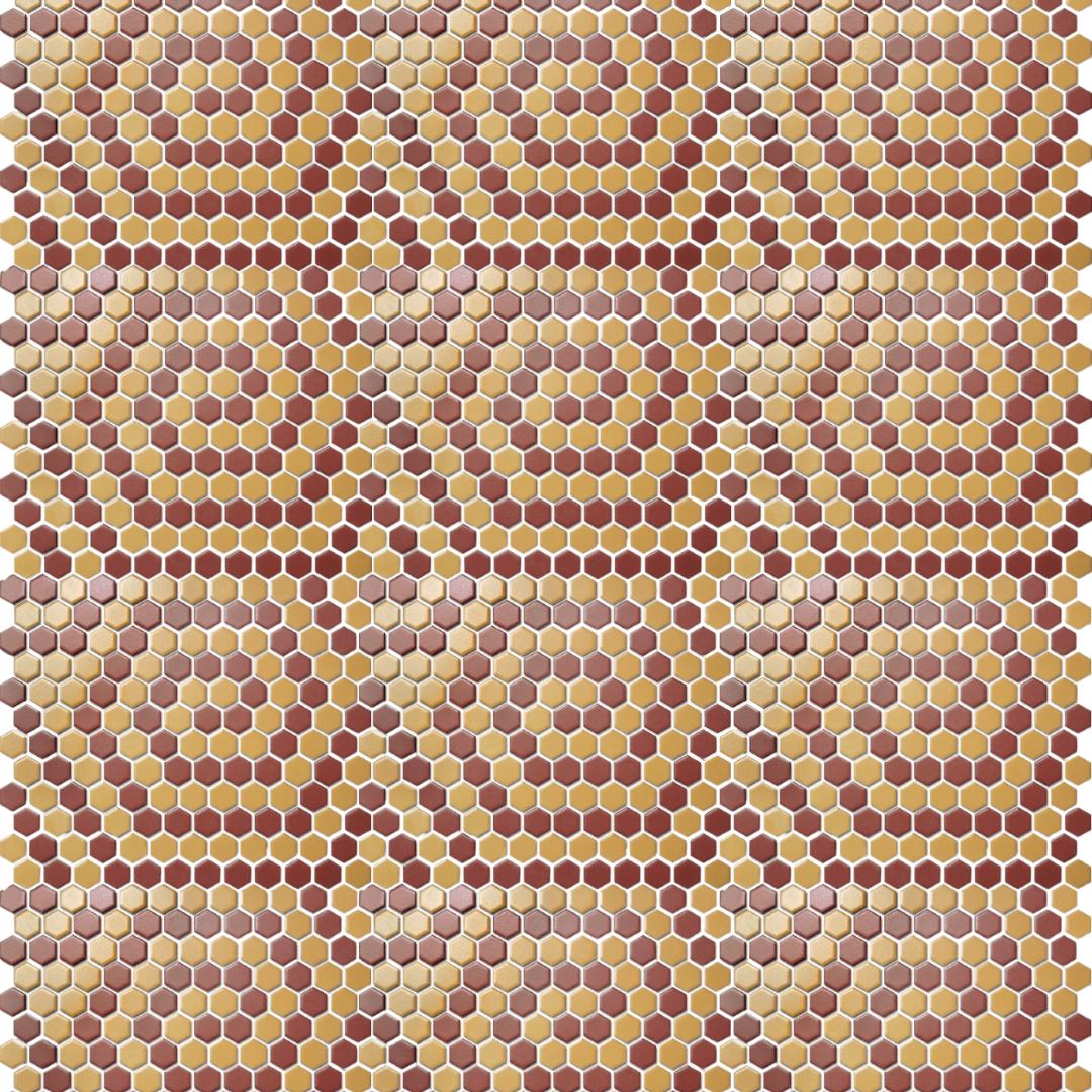 PGHS-0011M Custom Made Unglazed Mosaic Hexagon — Pacific Greenwood