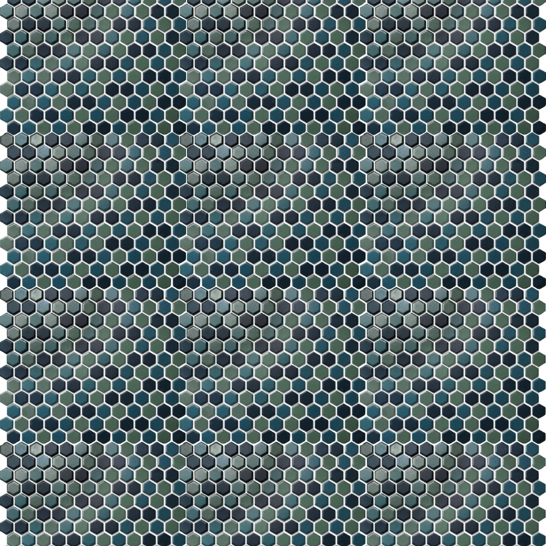 PGHS-0093M Custom Made Unglazed Mosaic Hexagon — Pacific Greenwood