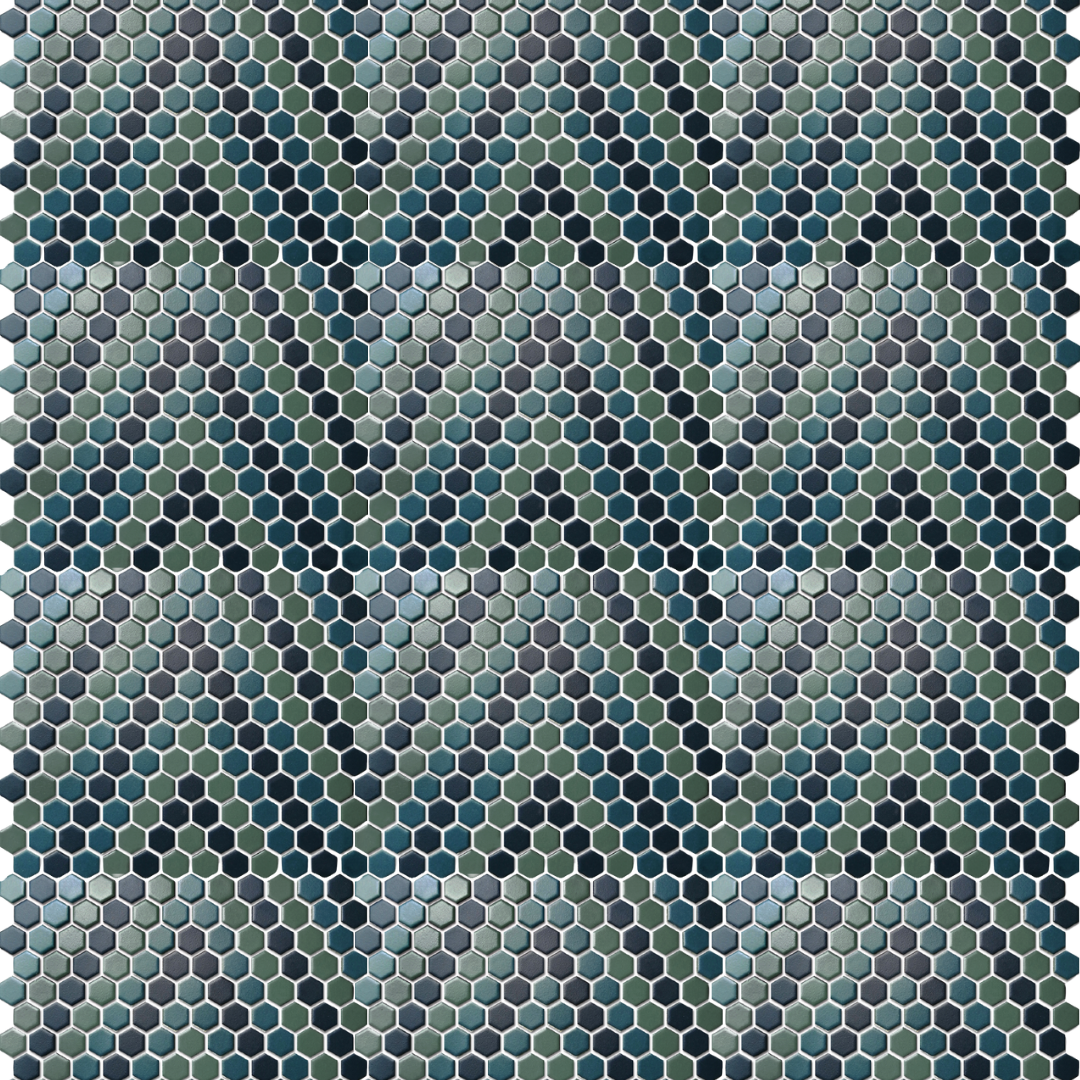 PGHS-0095M Custom Made Unglazed Mosaic Hexagon — Pacific Greenwood