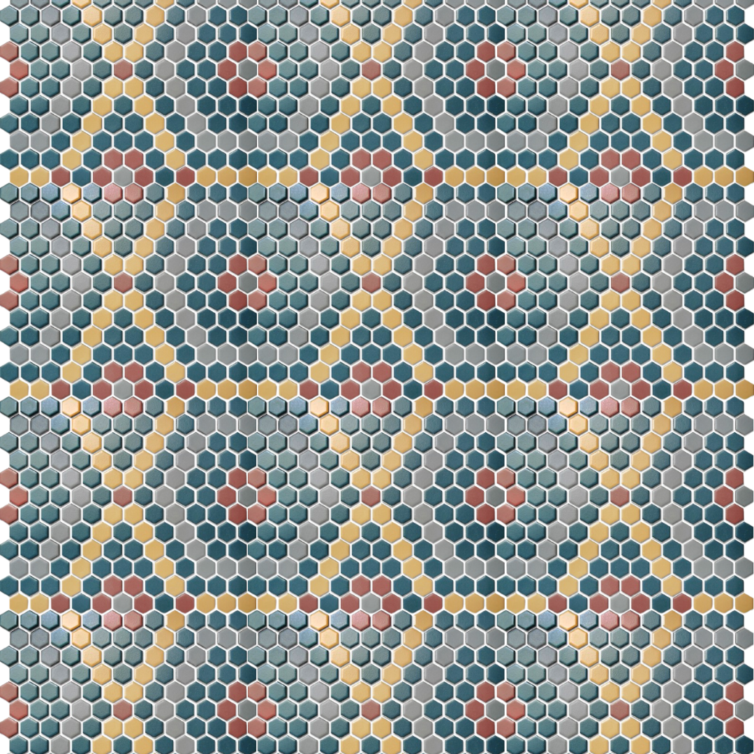 PGHS-0097M Custom Made Unglazed Mosaic Hexagon — Pacific Greenwood