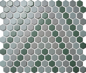 PGHS-0098M Custom Made Unglazed Mosaic Hexagon — Pacific Greenwood