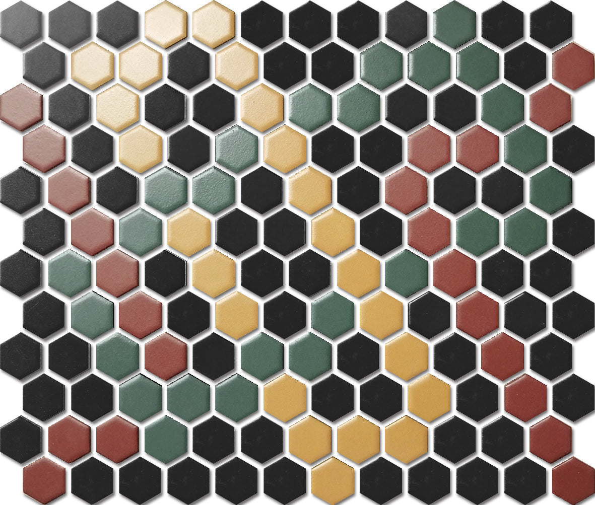 PGHS-0231M Custom Made Unglazed Mosaic Hexagon — Pacific Greenwood