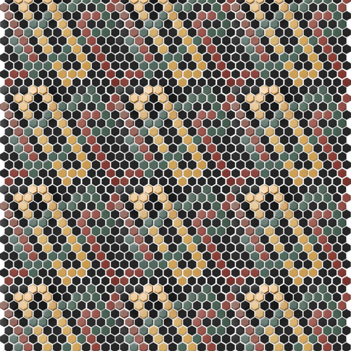 PGHS-0231M Custom Made Unglazed Mosaic Hexagon — Pacific Greenwood