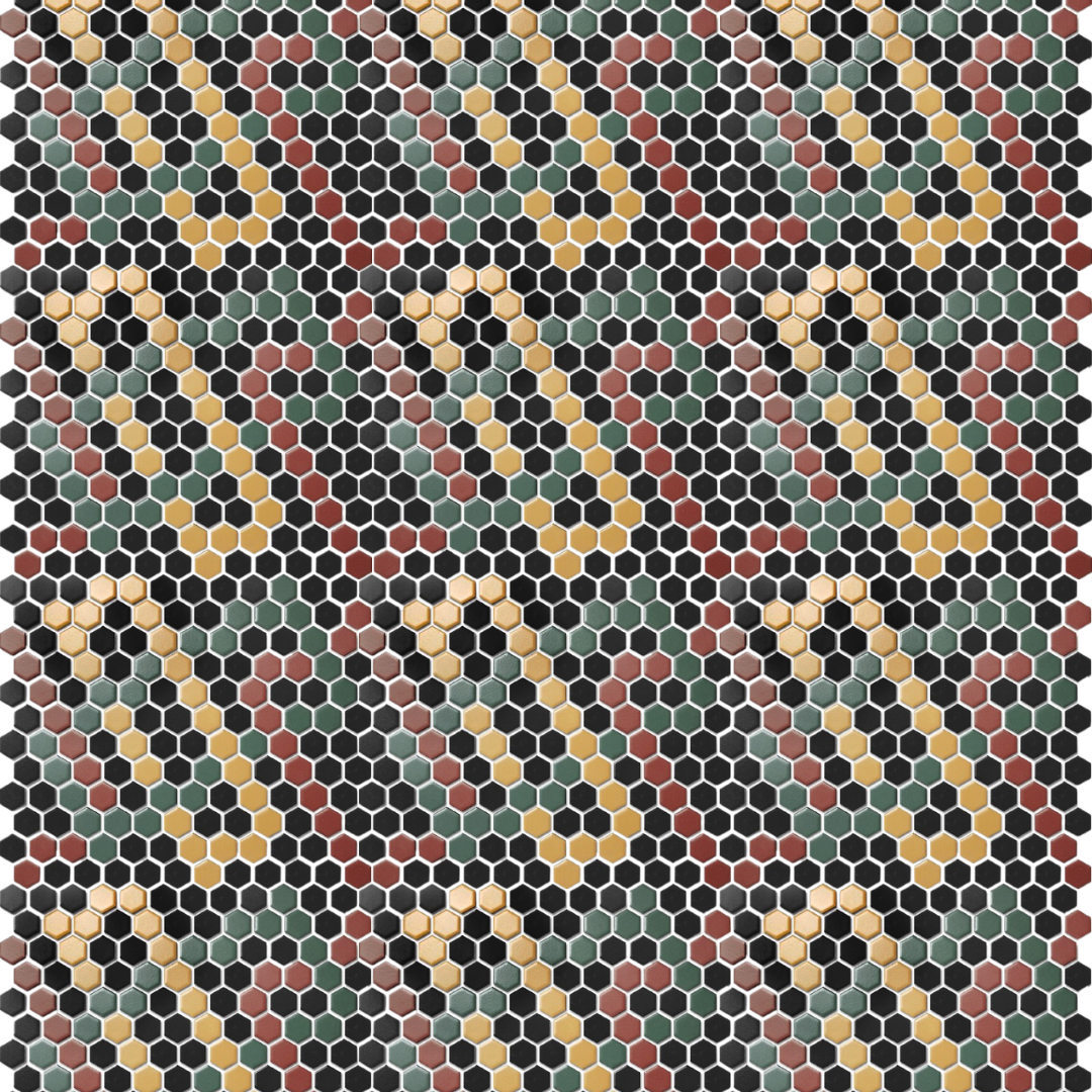 PGHS-0231M Custom Made Unglazed Mosaic Hexagon — Pacific Greenwood